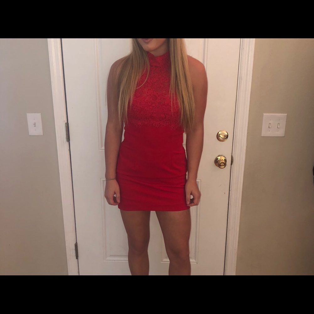 Size 8 red Sherri Hill cocktail dress - Picture 2 of 4